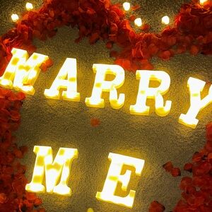Yellow LED Marry Me Sign